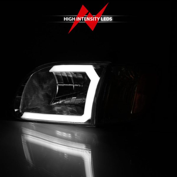 ANZO 00-04 Toyota Tundra (Reg Acc Cab Only) Crystal Headlights w Lgt Bar Chrome w Corner Lights 2pc Hot on Sale - Image 4