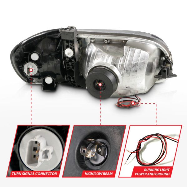 ANZO 00-04 Toyota Tundra (Reg Acc Cab Only) Crystal Headlights w Lgt Bar Chrome w Corner Lights 2pc Hot on Sale - Image 5